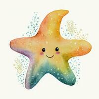 söt vattenfärg handmålad sjöstjärna ClipArt för bebis bok ai genererad foto