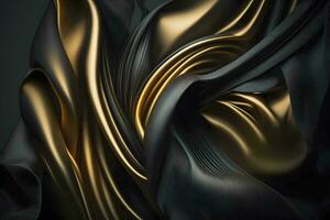 elegant svart och guld trasa bakgrund ai genererad foto