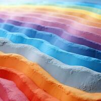 vibrerande regnbåge färgad sand Ränder närbild ai genererad foto