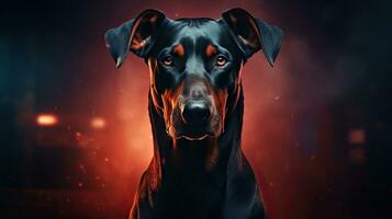 skön doberman pinscher hund i i hög grad detaljerad bild ai genererad foto