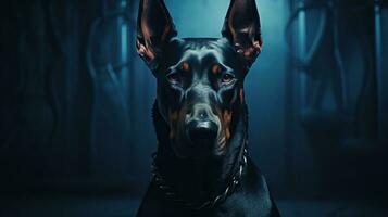 skön doberman pinscher hund i i hög grad detaljerad bild ai genererad foto