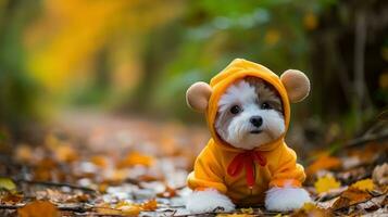 förtjusande bebis hund i halloween kostym ai genererad foto