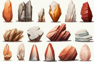magisk stenar uppsättning platt minimalistisk ai genererad foto