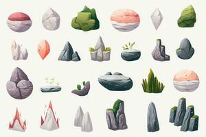 magisk stenar uppsättning platt minimalistisk ai genererad foto
