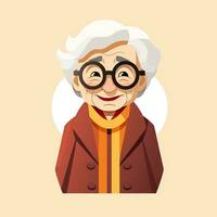 äldre kvinna i platt minimalistisk animering ai genererad foto