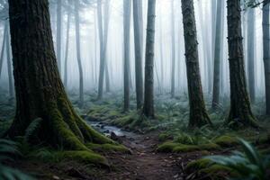 Foto av de mörk ryggrad skog bakgrund tapet