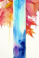 vattenfärg bakgrund för text med höst falla löv foto