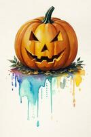 vattenfärg halloween pumpa bakgrund foto