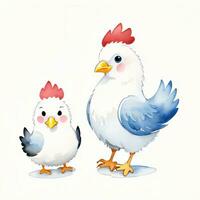 vattenfärg barn illustration med söt chiken ClipArt foto