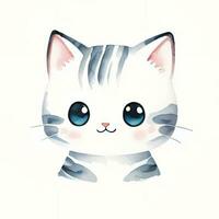 vattenfärg barn illustration med söt pott katt ClipArt foto