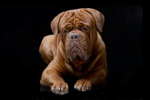 studio skott av ett förtjusande dogue de bordeaux foto