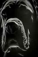 hund valp hund studio sockerrör korso silhuett Foto svart vit bakgrundsbelyst rörelse kontur tatuering