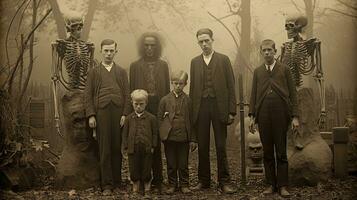 barn barn halloween skrämmande årgång fotografi masker 19:e århundrade Skräck kostymer fest foto