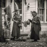 barn barn halloween skrämmande årgång fotografi masker 19:e århundrade Skräck kostymer fest foto