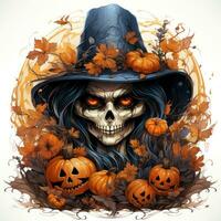 skalle pumpa hatt halloween illustration konstverk skrämmande Skräck isolerat tatuering kuslig fantasi tecknad serie foto