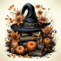 magi böcker hatt keps halloween illustration konstverk skrämmande Skräck isolerat tatuering fantasi tecknad serie foto