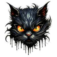 svart katt pott porträtt halloween illustration skrämmande Skräck design tatuering isolerat klistermärke fantasi foto