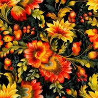 retro årgång utsmyckad prydnad sömlös mönster blommig blå fyrkant konst textil- trasa skriva ut konst foto