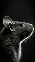 råtta mus makro stänga porträtt studio silhuett Foto svart vit bakgrundsbelyst rörelse kontur tatuering