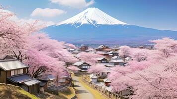 japan zen landskap panorama se fotografi sakura blommor pagod fred tystnad torn vägg foto