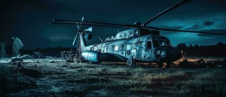 stor krig helikopter militär posta apokalyps landskap spel tapet Foto konst illustration rost