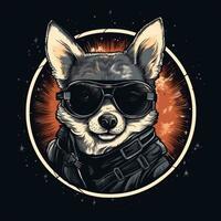 corgi hund solglasögon tshirt design attrapp tryckbar omslag tatuering isolerat vektor illustration konst foto