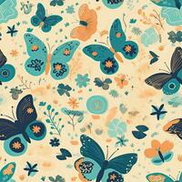 fjärilar sömlös mönster blommig scrapbooking ark design pastell skriva ut målning vattenfärg foto