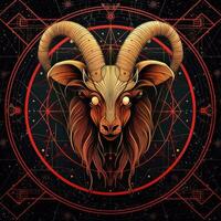 capricorn mystisk kosmos kompass planet tarot kort konstellation navigering zodiaken illustration foto