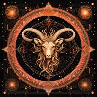 capricorn mystisk kosmos kompass planet tarot kort konstellation navigering zodiaken illustration foto