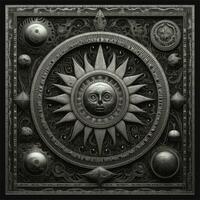 silver- mystisk kosmos kompass planet tarot kort konstellation navigering zodiaken illustration foto