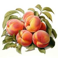 persika detaljerad vattenfärg målning frukt vegetabiliska ClipArt botanisk realistisk illustration foto