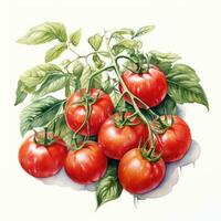 tomat detaljerad vattenfärg målning frukt vegetabiliska ClipArt botanisk realistisk illustration foto