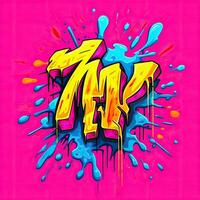 uttrycksfull graffiti neon konstnärlig lekfull illustration design skriva ut geometrisk syra former stil foto