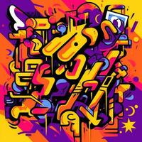 uttrycksfull graffiti neon konstnärlig lekfull illustration design skriva ut geometrisk syra former stil foto