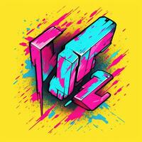 uttrycksfull graffiti neon konstnärlig lekfull illustration design skriva ut geometrisk syra former stil foto