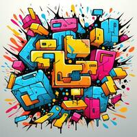 uttrycksfull graffiti neon konstnärlig lekfull illustration design skriva ut geometrisk syra former stil foto
