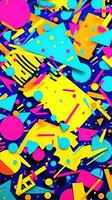 uttrycksfull graffiti neon konstnärlig lekfull illustration design skriva ut geometrisk syra former stil foto