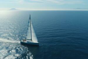 Yacht båt hav segling vind hastighet navigering frihet avslappning strömma romantisk fotografi antenn foto