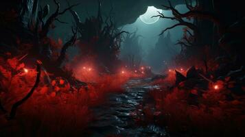halloween tapet slott läskigt mysterium skrämmande illustration konstverk natt måne pumpa foto