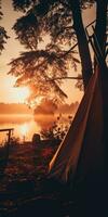 läger solnedgång tält lugn nåd landskap zen harmoni resten stillhet enhet harmoni fotografi foto