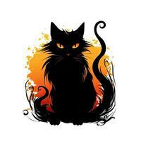 svart katt pott halloween ClipArt illustration vektor tshirt design klistermärke skära klippbok tatuering foto