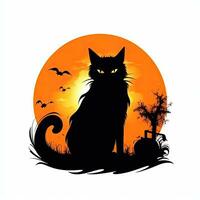 svart katt pott halloween ClipArt illustration vektor tshirt design klistermärke skära klippbok tatuering foto