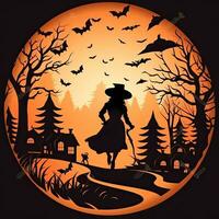 häxa halloween ClipArt illustration vektor tshirt design klistermärke skära klippbok orange tatuering foto