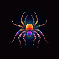 Spindel webb neon ikon logotyp halloween söt skrämmande ljus illustration tatuering isolerat vektor foto