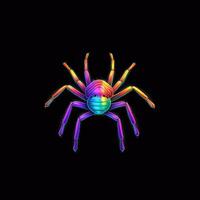 Spindel webb neon ikon logotyp halloween söt skrämmande ljus illustration tatuering isolerat vektor foto