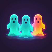 grupp sprit spöken neon ikon logotyp halloween skrämmande ljus illustration tatuering isolerat vektor foto