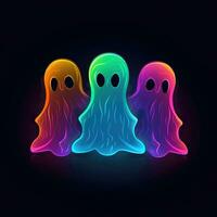 grupp sprit spöken neon ikon logotyp halloween skrämmande ljus illustration tatuering isolerat vektor foto