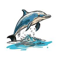 delfin skiss vattenfärg grafisk illustration söt ClipArt dra vatten vildfru foto