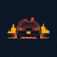 delorean bil tillbaka till de framtida minimalistisk konst illustration tapet affisch film foto