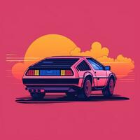 delorean bil tillbaka till de framtida minimalistisk konst illustration tapet affisch film foto